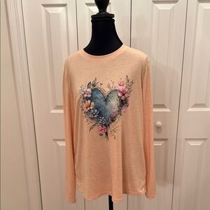 Blush Floral Heart Long Sleeve Tee